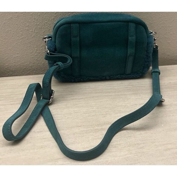 UGG Janey II Suede & Shearling Green Crossbody Bag purse - Picture 3 of 13